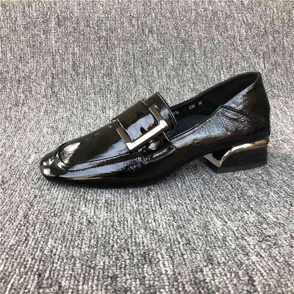 

split leather women's spring autumn fashion style black shoes