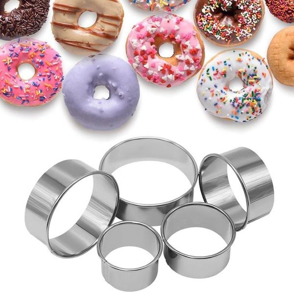 

baking moulds 5pcs/set stainless steel biscuit mould portable round shape mousse cake fondant mold kitchen gadgets pastry accessories