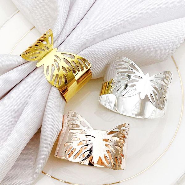 

napkin rings 12pcs el tableware hollow butterfly buckle metal ring cloth