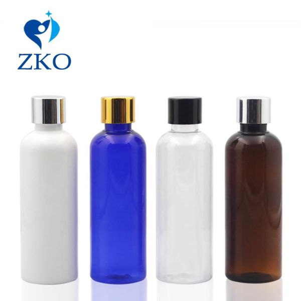 

1pcs 100ml round ncek plastic bottle electroplated gold black silver screw cap/lid of smooth refillable bottles storage & jars