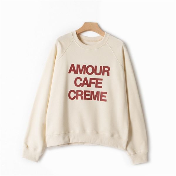 

women fashion letters print sweatshirt autumn ladies long sleeve o-neck letters jumper female casual slim pullover 211109, Black
