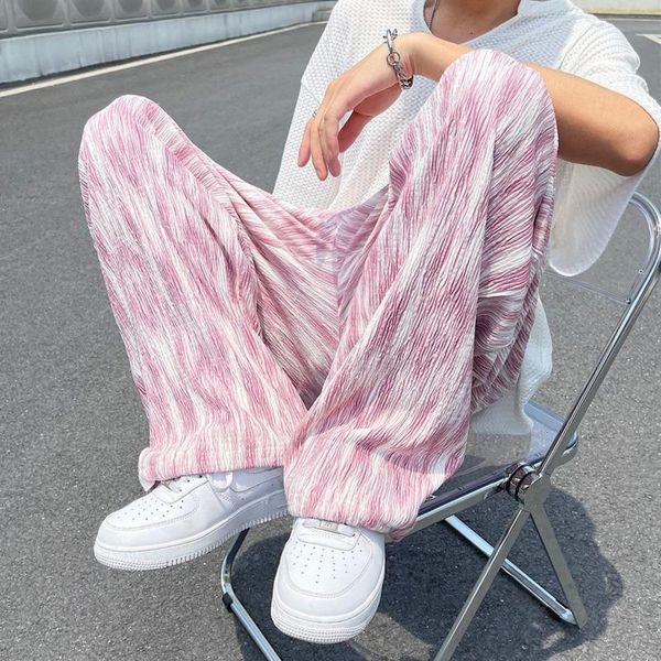 

men's pants hybskr tie dye men joggers summer man trousers straight wide leg vintage designer brand clothing harajuku, Black