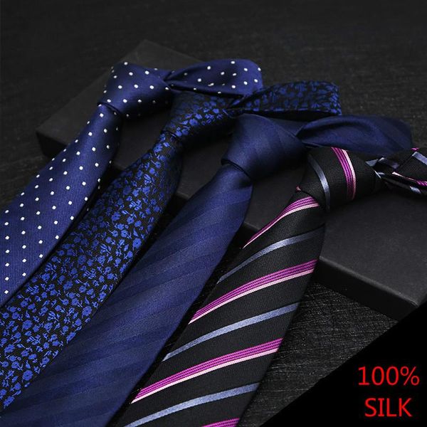 

bow ties 2021 men's business blue tie dot yarn-dyed jacquard genuine100% silk for formal wear groom wedding party, Black;gray