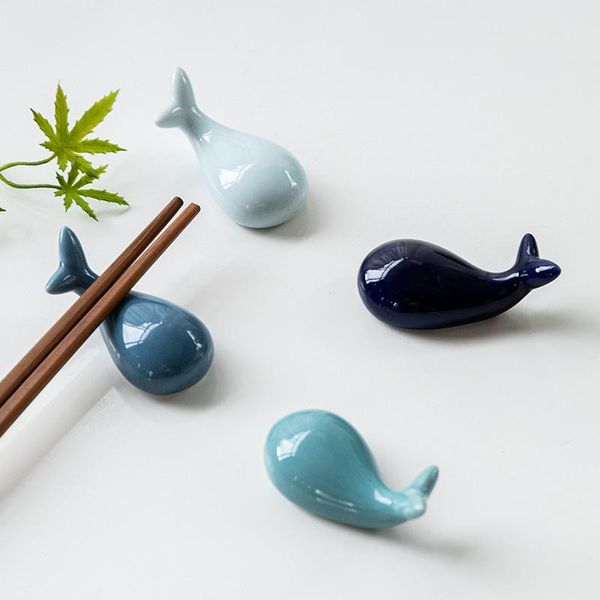 

3*3.5*7cm cartoon ceramic chopsticks holders whale shape mat kitchen art craft tableware stand