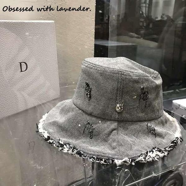 

cloches korean version of wash jeans fisherman hat joker personality large brim retro sun folding sunscreen basin for men and women