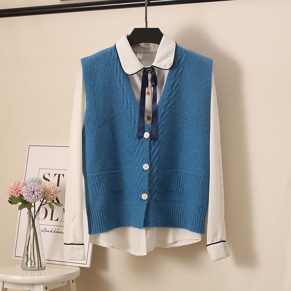 

women's knits & tees sweater knitwear vest women spring autumn loose v-neck short style temperament all-match waistcoat small cardigan, White