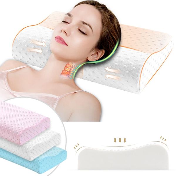 

40x25cm memory foam pillow orthopedic shaped bedding soft massage for sleeping neck pain relief cervical bamboo pillows