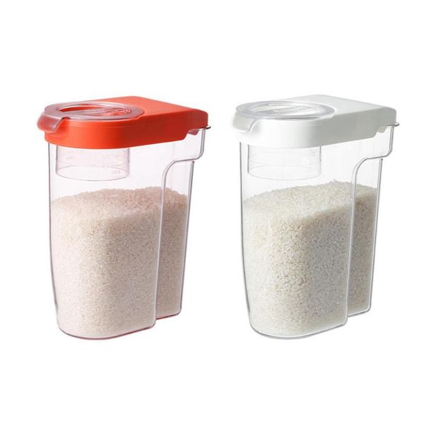 

storage bottles & jars food dispenser airtight container all purpose with built-in measuring cup for rice flour cereal