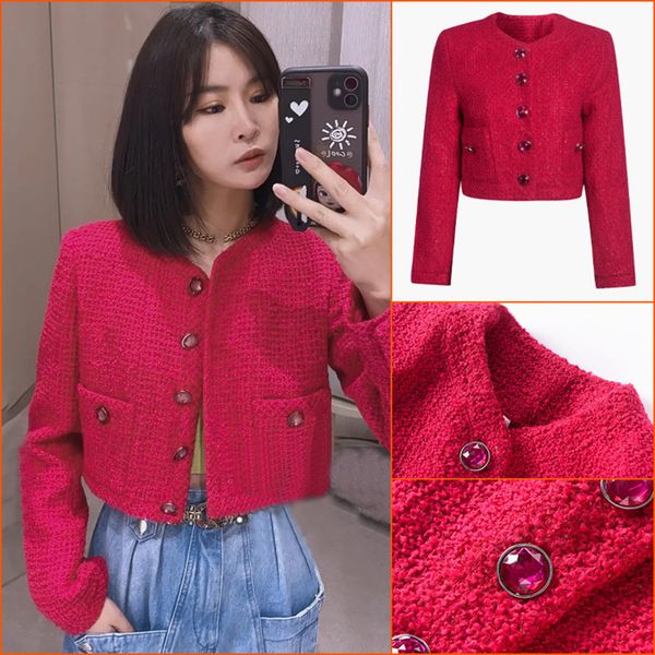 

autumn women's wear early autumn loose short wool plaid et tweed long sve coat, Black;brown