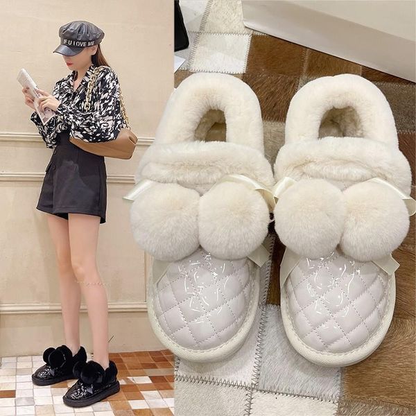 

boots 2021 est korean version winter classic snow hairball cute wind warm non-slip of short plus size 36-40, Black
