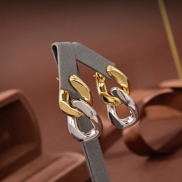 

70% off luxury jewelry simple double color gold plated chain, pure face, cool wind, commuter detachable earrings, Black
