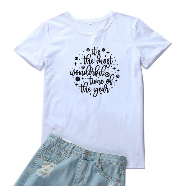 

women's t-shirt it's the most wonderful time of year women cotton short sleeves t shirt funny with sayings tshirt, White
