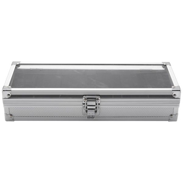 

watch boxes & cases 6 grid/slot box display aluminum jewelry storage decorative case, Black;blue