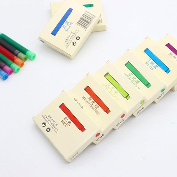 

refills 20pcs disposable pen non carbon type color ink cartridge fountain writing replacement supplies, Black;red