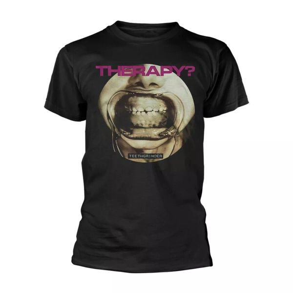 

therapy teethgrinder official t-shirt men unisex, White;black