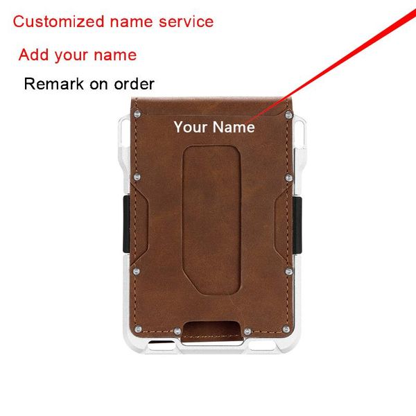 

card holders rfid holder aluminium metal men wallet bank id cardholder anti-thief case money bag practical tactical, Brown;gray