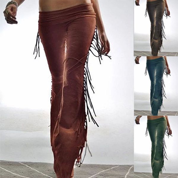 

women's pants & capris tassel flared casual stretch plus size pant, Black;white