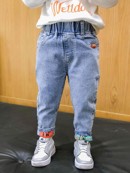 

jeans kids boys baby toddler casual bowboy long trousers fashion clothes classic pants denim clothing children 2-6y, Blue