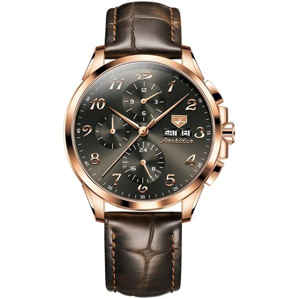 

wristwatches fashion men mechanical wristwatch waterproof classic luxury business automatic watch sapphire clock leather strap original, Slivery;brown