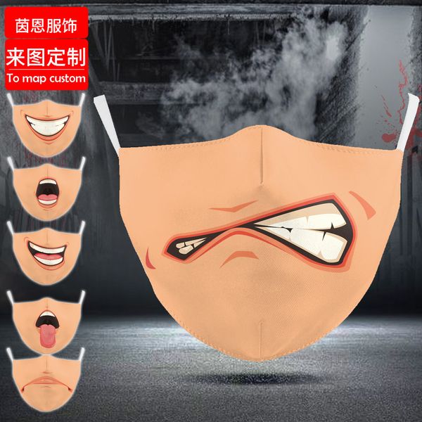 

high-quality s funny mouth 3d digital printing anti haze dust-proof personalized cartoon creative mask