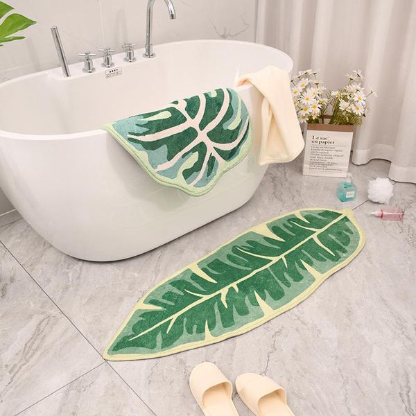 

carpets carpet scandinavian anti-slip mats leaf shape bathroom water-absorbent foot rug toilet doorway home bedroom kitchen upholstery