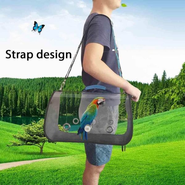 

bird travel carrier outerdoor lightweight cage multi-functional with wooden standing stick bag cages