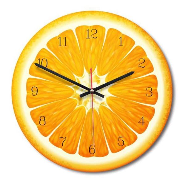 

wall clocks creative fruit printed wooden digital clock silent quartz kitchen decor drop
