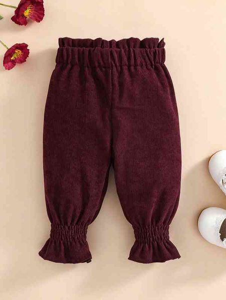 

baby paperbag waist flounce hem corduroy pants she, Blue
