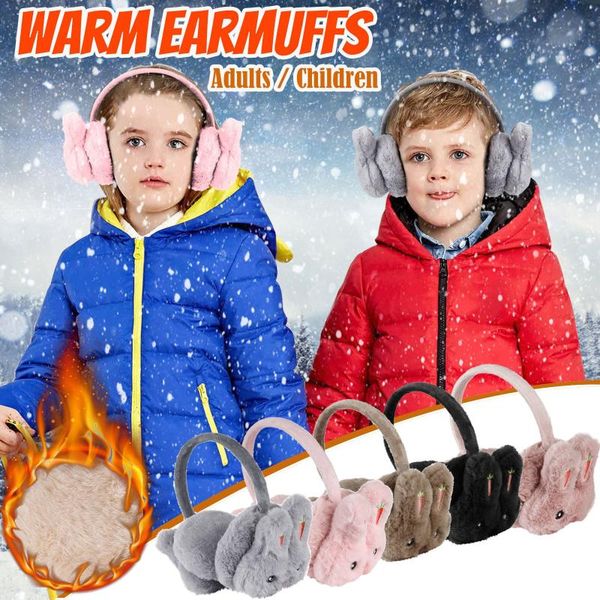 

berets winter warm earmuffs cute plush fur for girls children headphones ear warmer solid color headband muff cover, Blue;gray