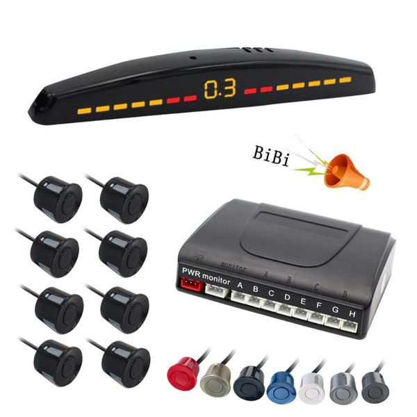 

car rear view cameras& parking sensors led display 8 sensor auto parktronic kit radar buzzer system for front bumper detector