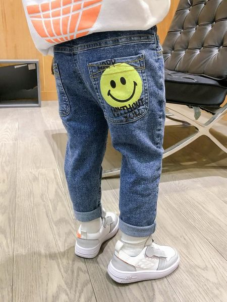 

jeans children boys spring autumn kids denim pants casual pencil 2-6y cartoon straight trousers, Blue
