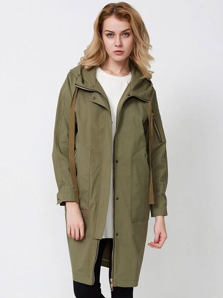 

bosideng spring women's european and american fashion casual hooded medium length windbreaker b80516014 jackets, Black;brown