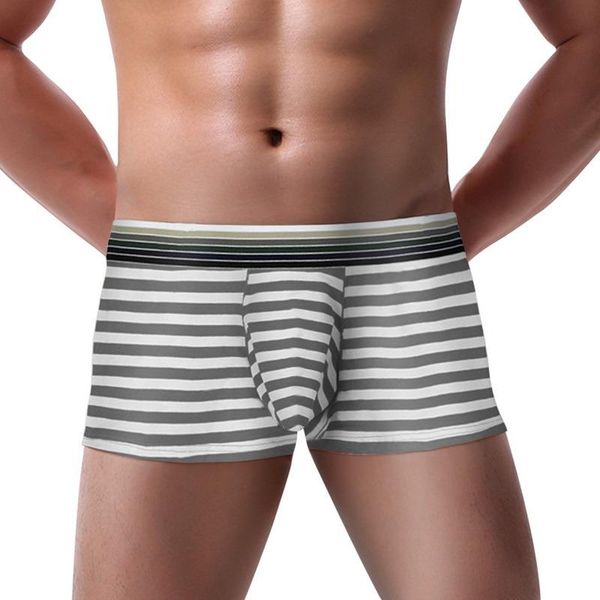 

underpants wenyujh cotton 2021 fashion stripe printed men boxer breathable comfortable underpant casual underwear, Black;white