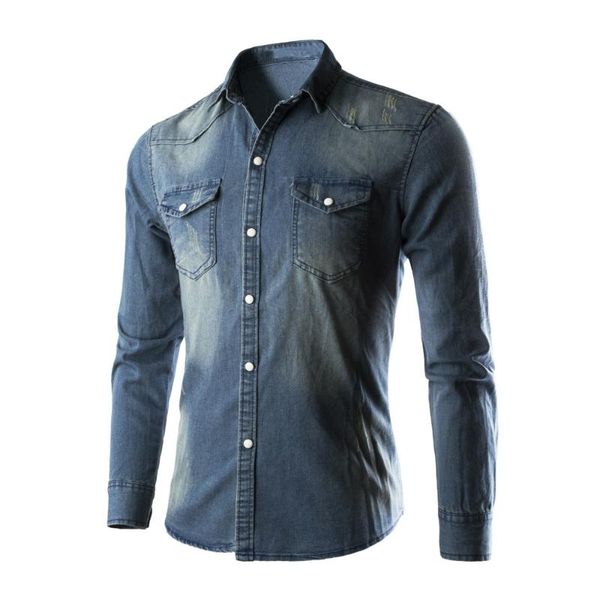 

casual men denim shirt long sleeve pure retro slim fit jeans blouse man dress shirts fashion design solid color thin men's, White;black