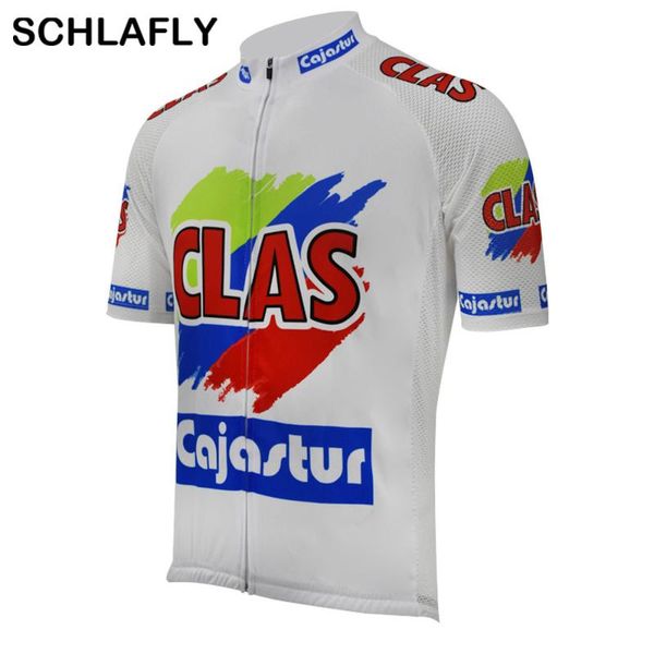 

men clas cajastur team 1990 spain cycling jersey old style summer short sleeve bike wear road clothing schlafly racing jackets, Black;red