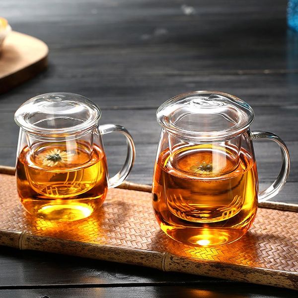 

mugs chinese style tea mug with lid filter 550ml.coffee cups set beer drink office transparent drinkware glass cup