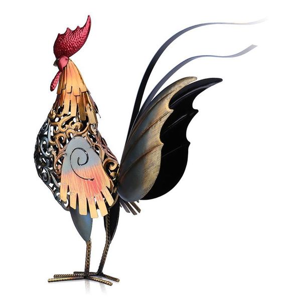 

metal figurine rooster sculpture carved iron home furnishing articles artwork decor garden decoration decorations