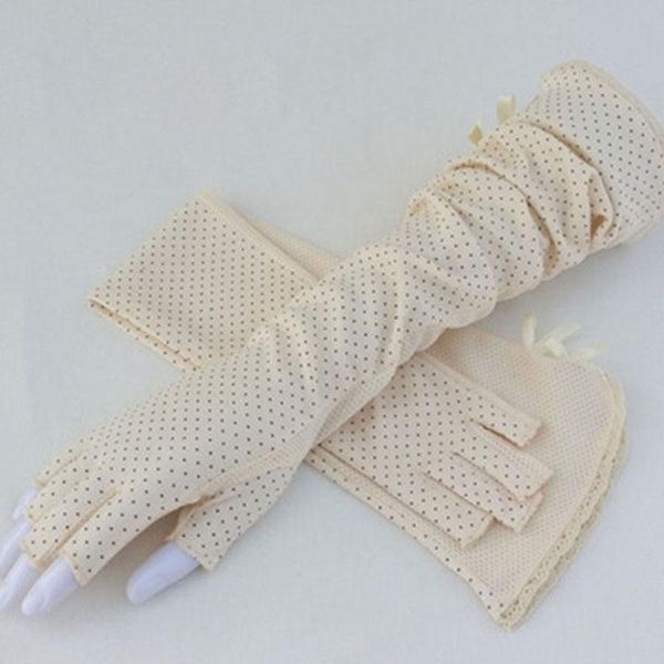 

five fingers gloves summer half refers to cycling driving thin long ladies uv protection touch screen cotton sleeve sports fitness b88, Blue;gray