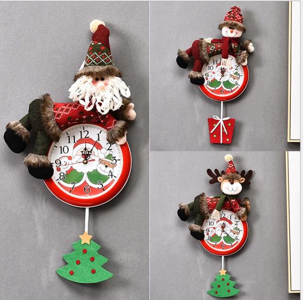 3 stil Weihnachten Hängende Uhr Santa Claus Schneemann Weihnachten Hängende Wanduhr Frohe Weihnachten Home Restaurant Schlafzimmer Uhren dd558