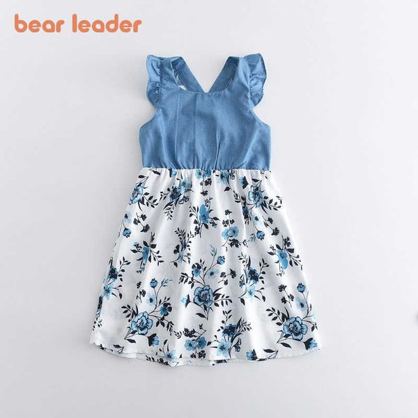 

bear leader baby girls floral dresses summer fashion kids girl patchwork ruffles costumes princess casual vestidos for 2-8y 210708, Red;yellow