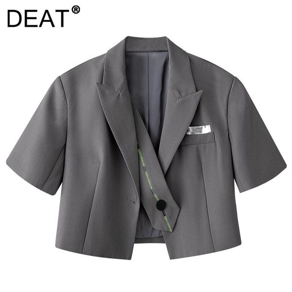 

women's suits & blazers deat 2021 summer fashion women clothes short sleeves gray color notched collar single button blazer ws65302l, White;black
