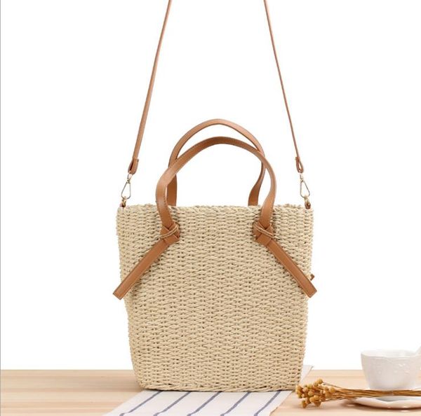 

2021 female bags summer outdoor picnic leisure paper rope straw square woven bag