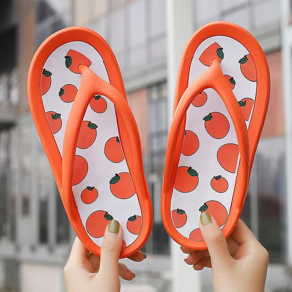 

slippers summer kawaii fruit women casual indoor bathroom shoes non-slip flip flops cute strawberry print fast, Black