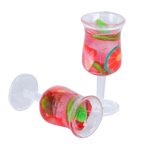 

112 Dollhouse Accessories Colorful Glass Cup Goblet Bar Drinking 2Pcs Scale Mini Resin Cocktail Cup Goblet Glass Miniature