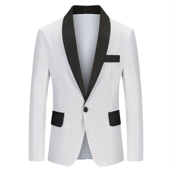 

men's suits & blazers stylish mens slim colorblock fashion 2021 autumn and winter pockets casual single button male clothes blazer, White;black