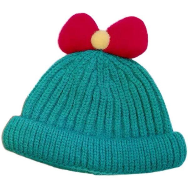 

fine accessories autumn and winter parent-child sweet lovely bow knit wool hat student cy warm versatile melon skin cold, Blue;gray