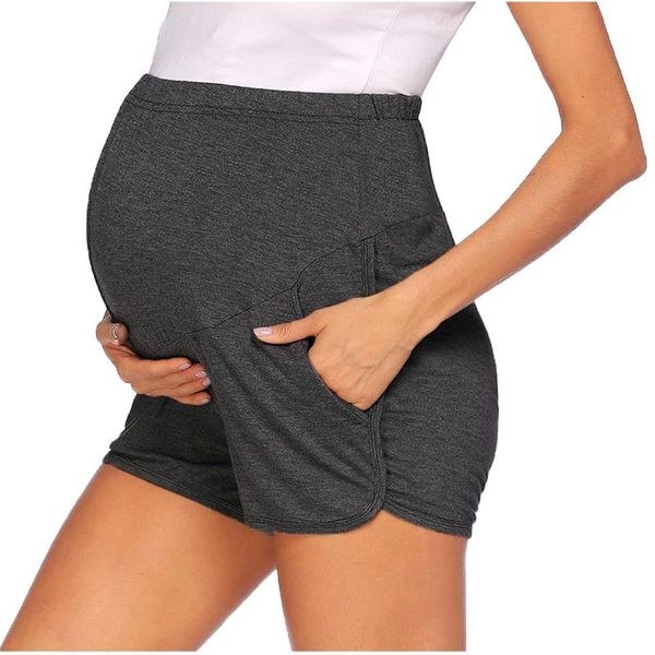 

maternity bottoms shorts high waist skinny pregnant woman yoga pants for womens solid color workout sport d8, White