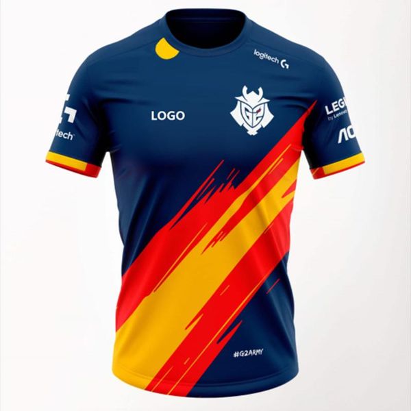 Homens camisetas Espanha G2 National Team Jersey, uniforme de e-Sports, League of Legends Sportswear Eletrônico, 2021