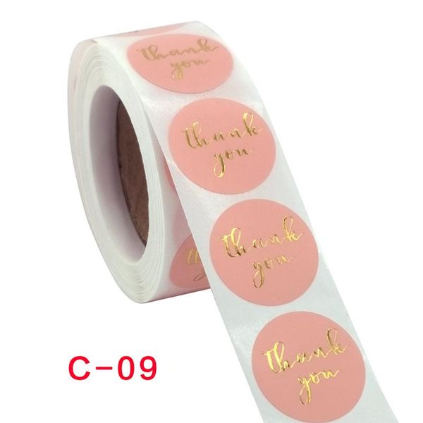 

500pcs roll pink stamping thank you sticker self-adhesive film envelope/holiday gift decoration wrap