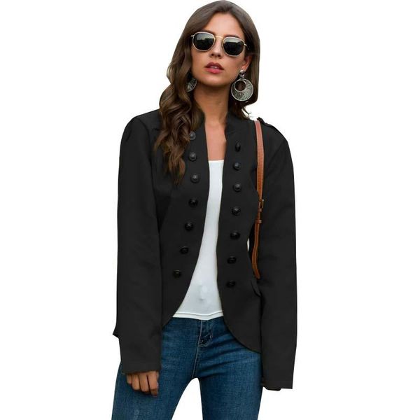 

women's jackets 2021 autumn winter streetwear jacket women coat long sleeve double breasted cardigan female casual solid color, Black;brown